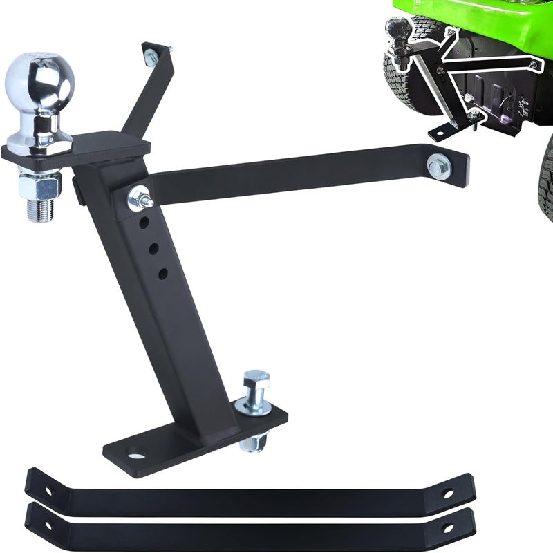 POSEAGLE Lawn Mower Trailer Towing Hitch with Chrome Trailer Hitch Ball, 2,000 lbs, 1-7/8-Inch Diameter, 3/4 x 2-Inch Shank for Cub Cadet Husqvarna Riding Mowers - Image 1